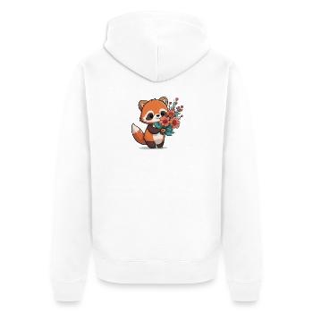 red panda with flowers - Unisex Premium Organic Zip Hoodie - white - Back - Thijin (182cm)