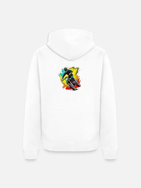 Motocross Farbexplosion - Unisex Premium Bio Zip Hoodie - Weiß