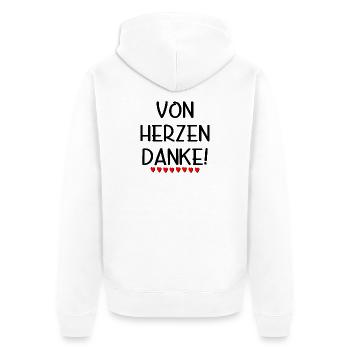 Von Herzen Danke - Dankeschön Geschenke SPRÜCHE - Unisex Premium Bio Zip Hoodie - Weiß - Hinten - Thijin (182cm)