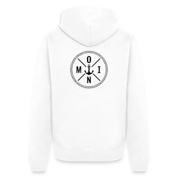 Moin - Unisex Premium Bio Zip Hoodie - Weiß - Hinten - Thijin (182cm)
