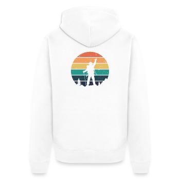 Glacier Hiking Hiker Hike Mountain Peaks - Unisex Premium Organic Zip Hoodie - white - Back - Thijin (182cm)