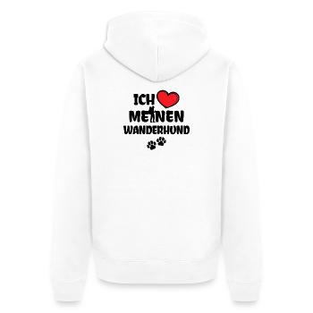 Bergsteigen Herz Statement Ich Liebe Wandern - Unisex Premium Bio Zip Hoodie - Weiß - Hinten - Thijin (182cm)