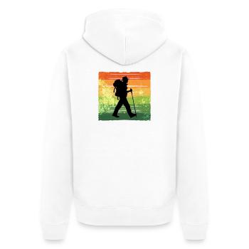 sommets de montagne, nature, randonnée en montagne, randonnée, randonnée pédestre - Veste à capuche bio Premium Unisexe - blanc - Dos - Thijin (182cm)