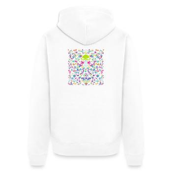 Lebendige Tier- und Pflanzenmuster. Otomi - Unisex Premium Bio Zip Hoodie - Weiß - Hinten - Thijin (182cm)