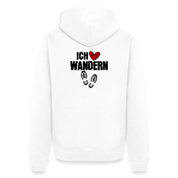 Ich Liebe Wandern Wanderer Statement Berge Herz - Unisex Premium Bio Zip Hoodie - Weiß - Hinten - Thijin (182cm)