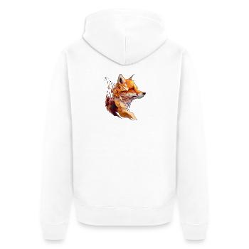 Polygon Fuchs Design, Hübscher Fuchs - Unisex Premium Bio Zip Hoodie - Weiß - Hinten - Thijin (182cm)