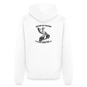 N’allez jamais plus vite que votre ange gardien ne peut voler - Veste à capuche bio Premium Unisexe - blanc - Dos - Thijin (182cm)