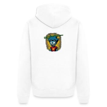 Verbindung unterbrochen 01 - Unisex Premium Bio Zip Hoodie - Weiß - Hinten - Thijin (182cm)