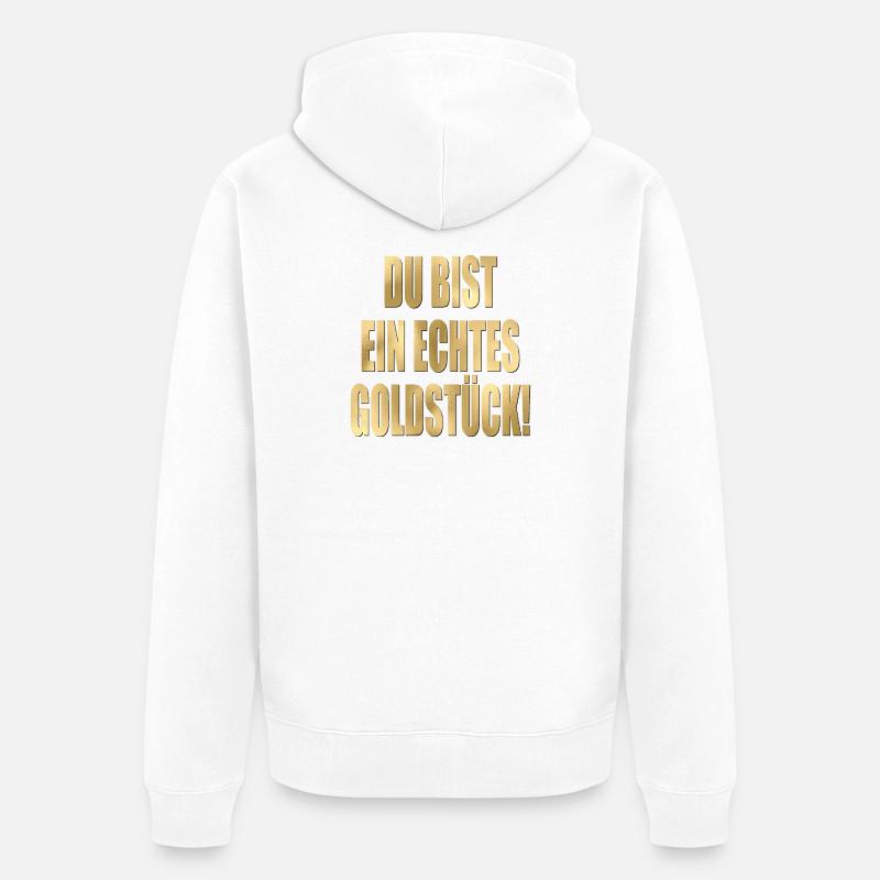 DANKESCHÖN GESCHENKE - KOMPLIMENTE GOLDSTÜCK - Unisex Premium Bio Zip Hoodie - Weiß