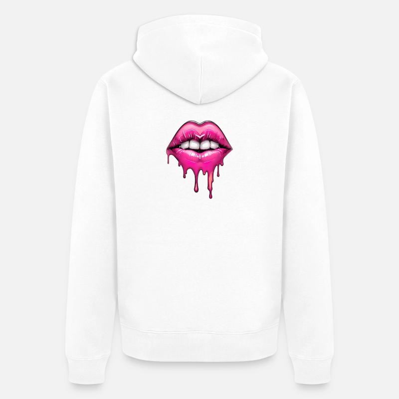 Lips - Unisex Premium Organic Zip Hoodie - white
