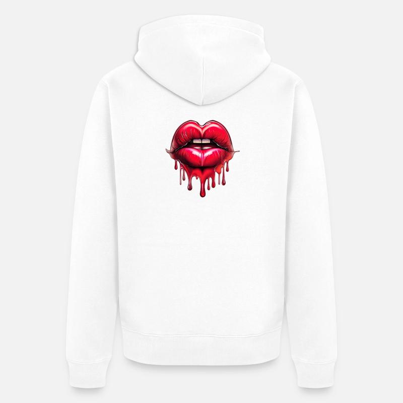 Lips - Unisex Premium Organic Zip Hoodie - white