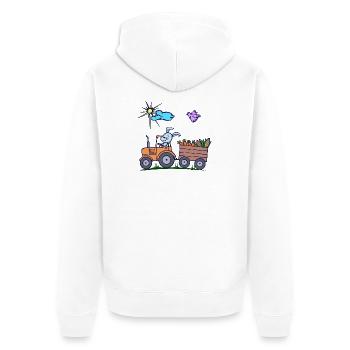 Tracteur agriculteur Véhicule de terrain Machines agricoles - Veste à capuche bio Premium Unisexe - blanc - Dos - Thijin (182cm)