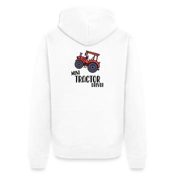 Machines agricoles Jeune agriculteur Déclaration de véhicule Tracteur - Veste à capuche bio Premium Unisexe - blanc - Dos - Thijin (182cm)