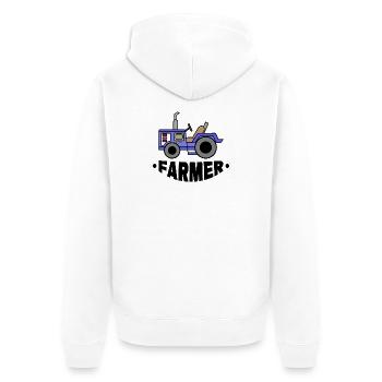 Un agriculteur dit qu’un tracteur agricole est un véhicule à moteur - Veste à capuche bio Premium Unisexe - blanc - Dos - Thijin (182cm)