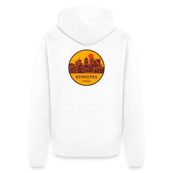 Winnipeg Skyline Circle Emblem - Unisex Premium Organic Zip Hoodie - white - Back - Thijin (182cm)