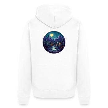 Paysage forestier surréaliste la nuit - Veste à capuche bio Premium Unisexe - blanc - Dos - Thijin (182cm)