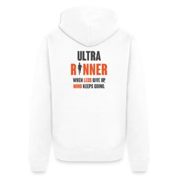 Ultra Runner. Lorsque les jambes abandonnent, l’ continue. - Veste à capuche bio Premium Unisexe - blanc - Dos - Thijin (182cm)