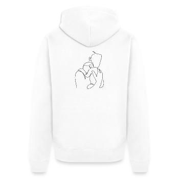 Vater-Sohn-Geschenk für Neugeborene personalisiert - Unisex Premium Bio Zip Hoodie - Weiß - Hinten - Thijin (182cm)