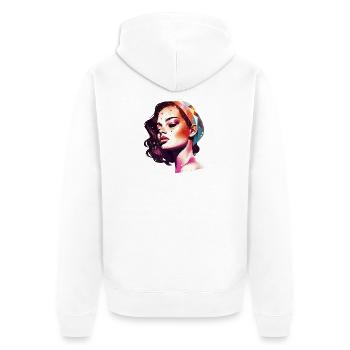 Vivid Artistic Woman Portrait - Unisex Premium Organic Zip Hoodie - white - Back - Thijin (182cm)