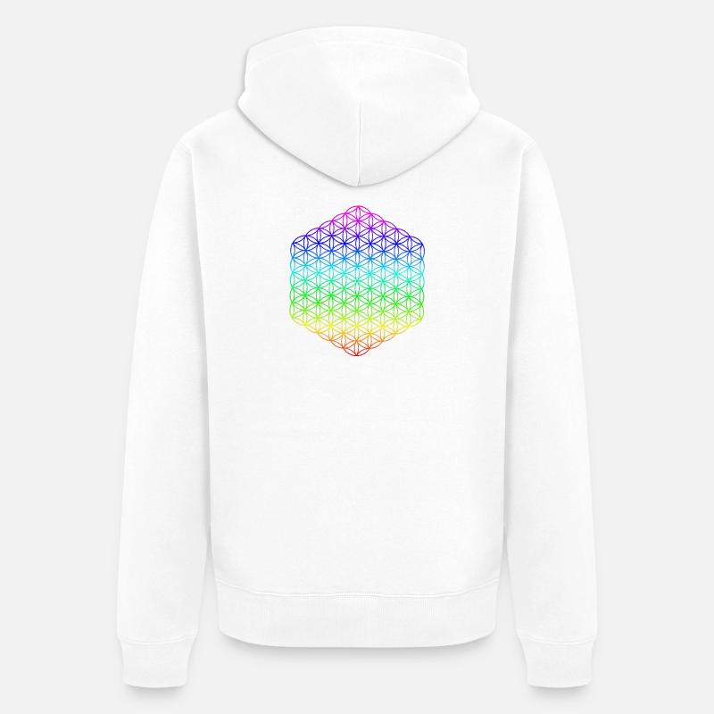 Blume des Lebens - 5. Dimension - Mandala - Unisex Premium Bio Zip Hoodie - Weiß