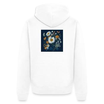 Blumen - Unisex Premium Bio Zip Hoodie - Weiß - Hinten - Thijin (182cm)