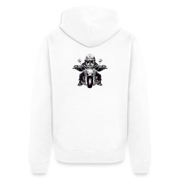Dog - French Bulldog on Motorcycle - Unisex Premium Organic Zip Hoodie - white - Back - Thijin (182cm)