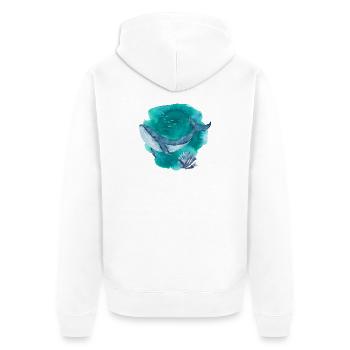 Baleine bleue aquarelle – Ocean Wildlife Art - Veste à capuche bio Premium Unisexe - blanc - Dos - Thijin (182cm)