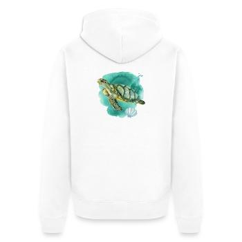Sea Turtle Ocean Watercolor  - Unisex Premium Organic Zip Hoodie - white - Back - Thijin (182cm)