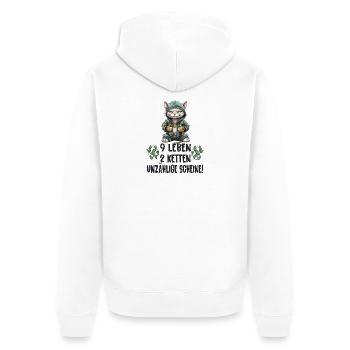 Katzen Hip Hop Design - Unisex Premium Bio Zip Hoodie - Weiß - Hinten - Thijin (182cm)