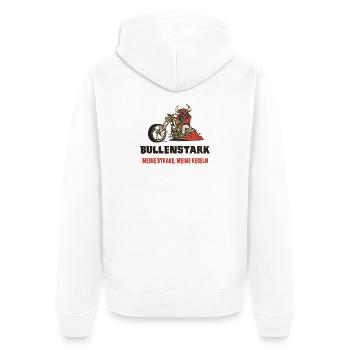 Motorrad Bullen Design - Unisex Premium Bio Zip Hoodie - Weiß - Hinten - Thijin (182cm)