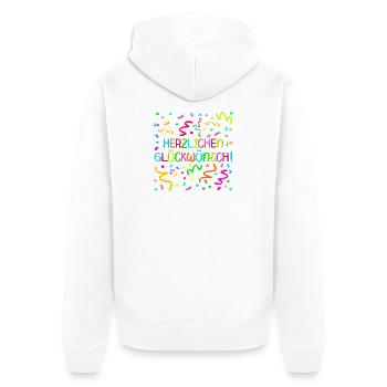 Herzlichen Glückwunsch Geburtstagsgrüße Konfetti - Unisex Premium Bio Zip Hoodie - Weiß - Hinten - Thijin (182cm)