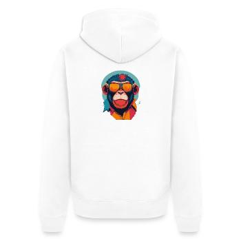 Playful Swagger: Retro Monkey T-Shirt - Unisex Premium Organic Zip Hoodie - white - Back - Thijin (182cm)
