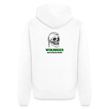 Wikinger Totenkopf Design - Unisex Premium Bio Zip Hoodie - Weiß - Hinten - Thijin (182cm)