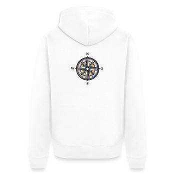 Kompass | Dein Wegweiser | Geschenkidee - Unisex Premium Bio Zip Hoodie - Weiß - Hinten - Thijin (182cm)