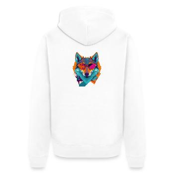 Retro Wolf Revolt - Unisex Premium Organic Zip Hoodie - white - Back - Thijin (182cm)