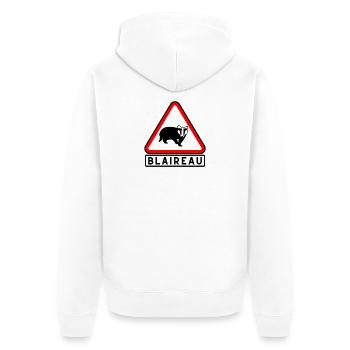 Blaireau Triangle Avertissement - Veste à capuche bio Premium Unisexe - blanc - Dos - Thijin (182cm)
