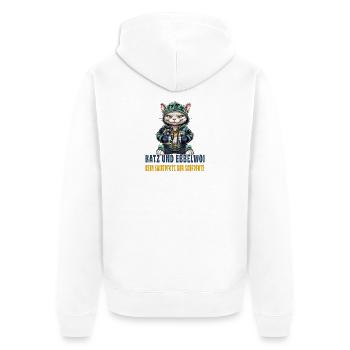 Apfelwein und Katzen Design - Unisex Premium Bio Zip Hoodie - Weiß - Hinten - Thijin (182cm)