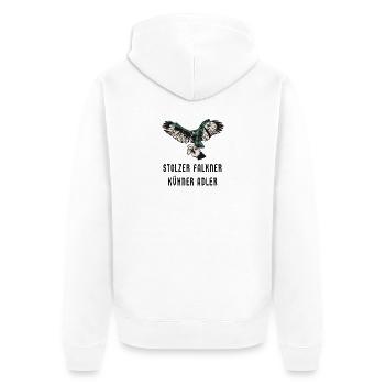 Falknerei Adler Design - Unisex Premium Bio Zip Hoodie - Weiß - Hinten - Thijin (182cm)