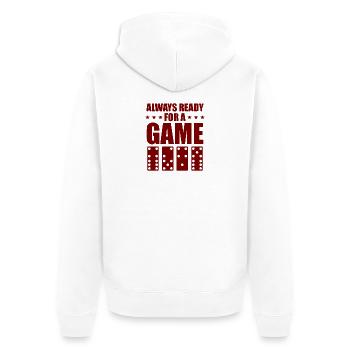 Domino Design - Unisex Premium Bio Zip Hoodie - Weiß - Hinten - Thijin (182cm)
