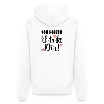 Dankeschön Von Herzen - Danke sagen Sprüche - Unisex Premium Bio Zip Hoodie - Weiß - Hinten - Thijin (182cm)