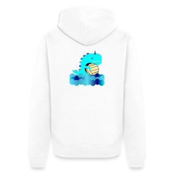 KINDER WASSERBALL DINOSAURIER SCHWIMMBAD - Unisex Premium Bio Zip Hoodie - Weiß - Hinten - Thijin (182cm)