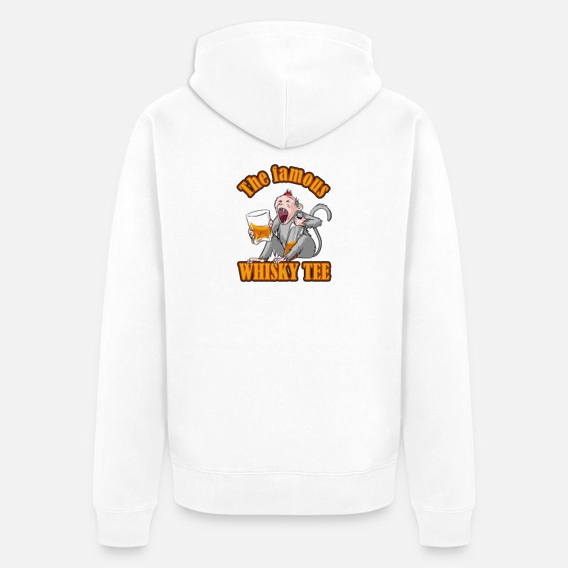 Das berühmte Whisky-Tee – Aper'Monkey Edition - Unisex Premium Bio Zip Hoodie - Weiß