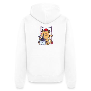 Katze Ramen Japanisch Mangastyle Anime Manga Comic - Unisex Premium Bio Zip Hoodie - Weiß - Hinten - Thijin (182cm)