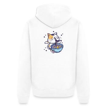 Katze Ramen Anime Japanisch Trickfilm Manga - Unisex Premium Bio Zip Hoodie - Weiß - Hinten - Thijin (182cm)