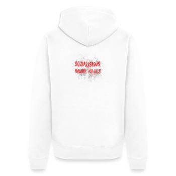 Sozialismus Mangel für alle - Unisex Premium Bio Zip Hoodie - Weiß - Hinten - Thijin (182cm)