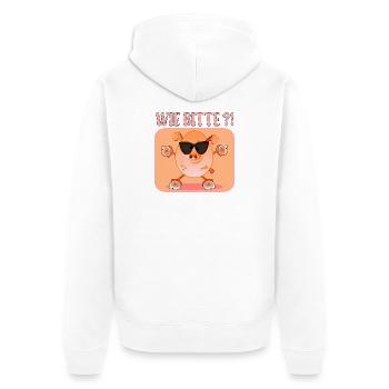 Sau Schweine Aufregung - Unisex Premium Bio Zip Hoodie - Weiß - Hinten - Thijin (182cm)