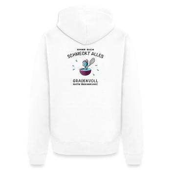 Gute Besserung! Ohne dich schmeckts grauenvoll - Unisex Premium Bio Zip Hoodie - Weiß - Hinten - Thijin (182cm)