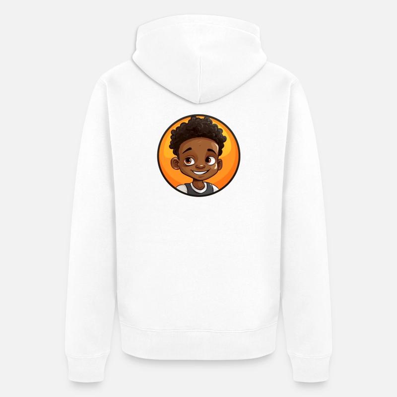 Afro Schwarz Kind Junge Mädchen Empowerment Mädche - Unisex Premium Bio Zip Hoodie - Weiß