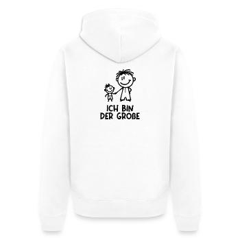 Großer Bruder Bruderherz Statement Geschwister - Unisex Premium Bio Zip Hoodie - Weiß - Hinten - Thijin (182cm)