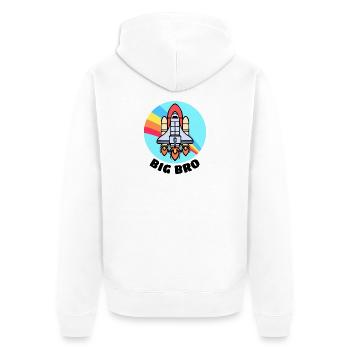 Bruderherz Geschwisterliebe Spruch Großer Bruder - Unisex Premium Bio Zip Hoodie - Weiß - Hinten - Thijin (182cm)